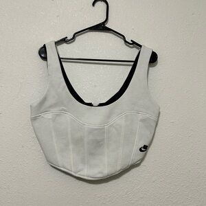 Frankie Collective Rework Nike Sweatshirt Bustie Size‎ Lg White w/Black swoosh